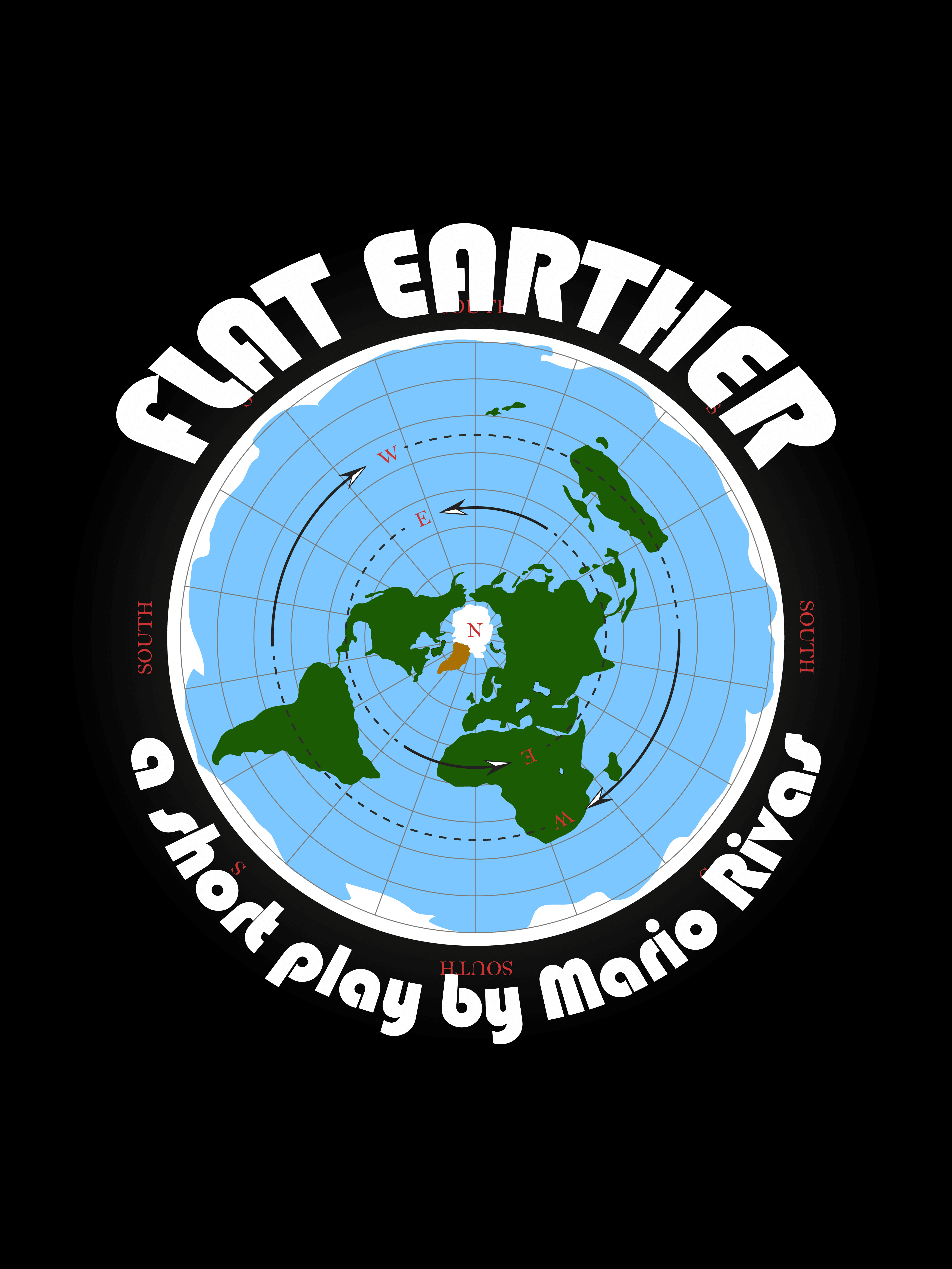 Mock poster for short play Flat Earther, by Mario Rivas