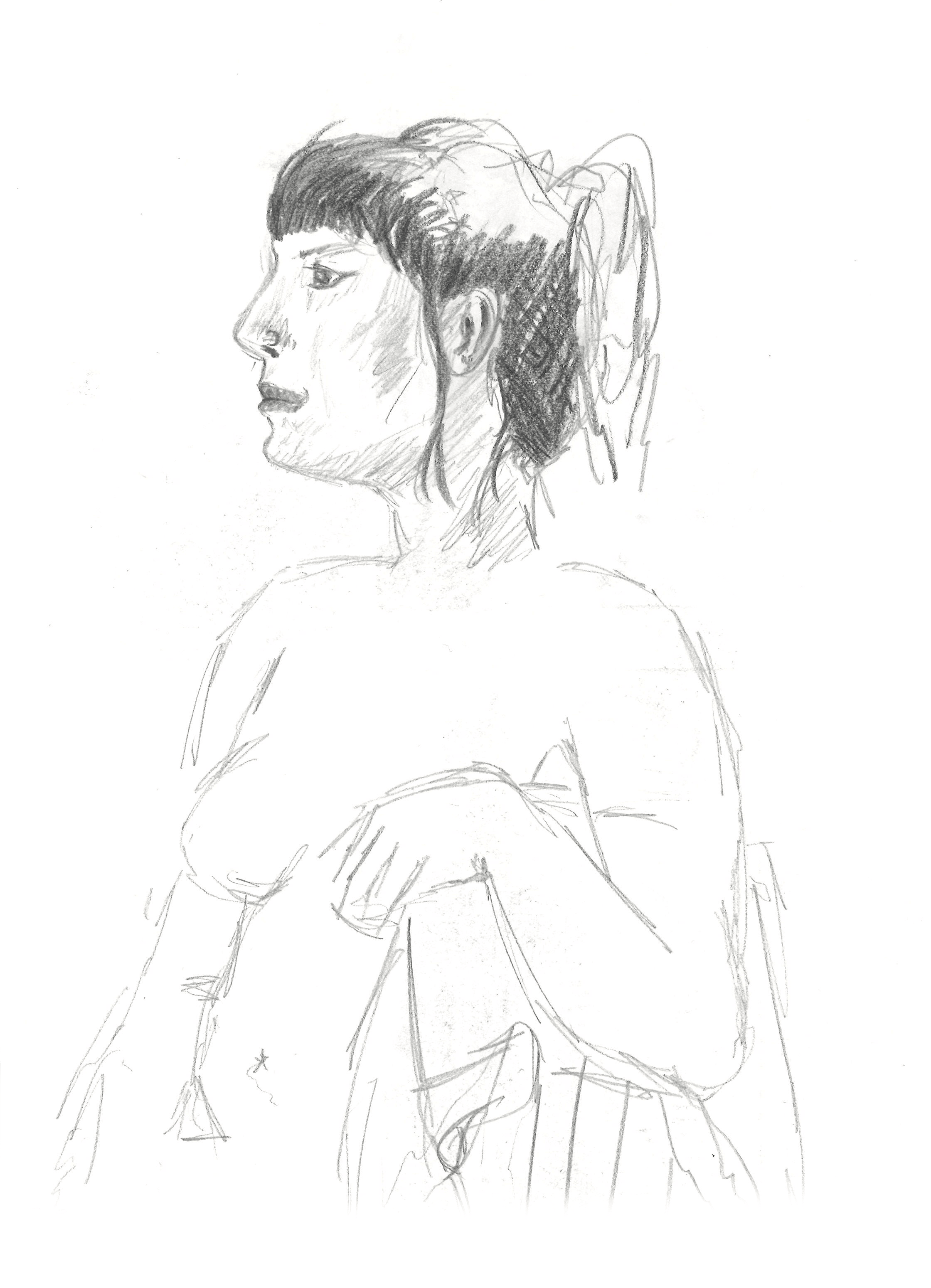 Pencil drawing of a woman