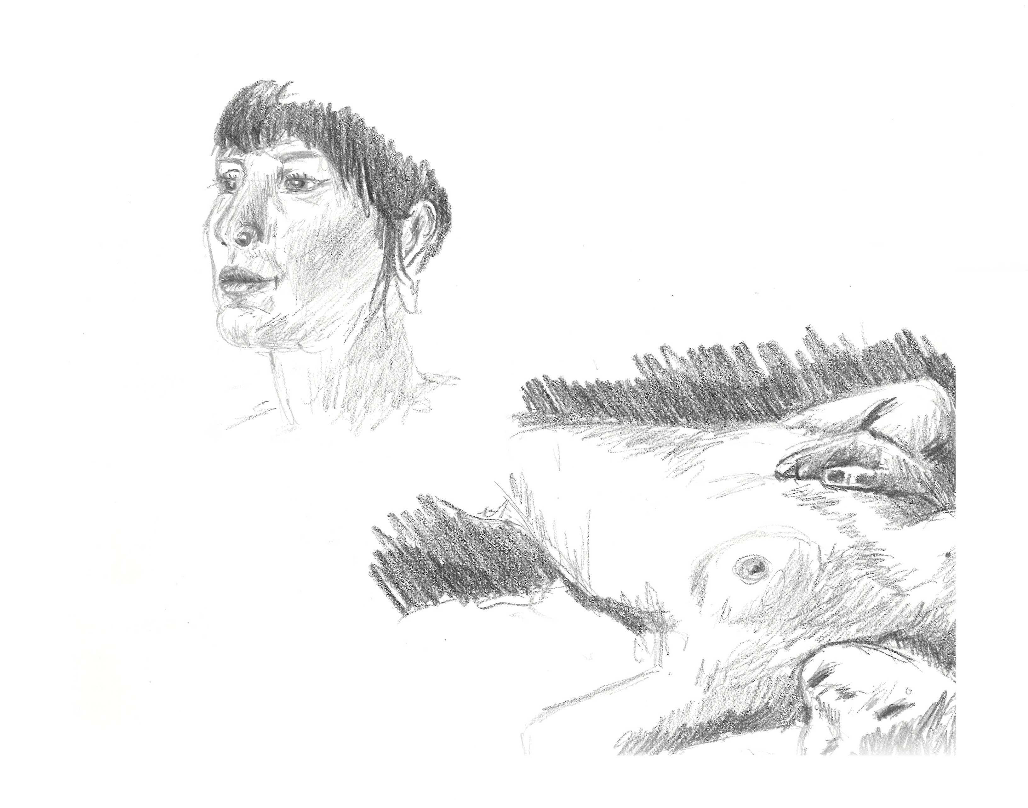 Pencil drawing of a woman